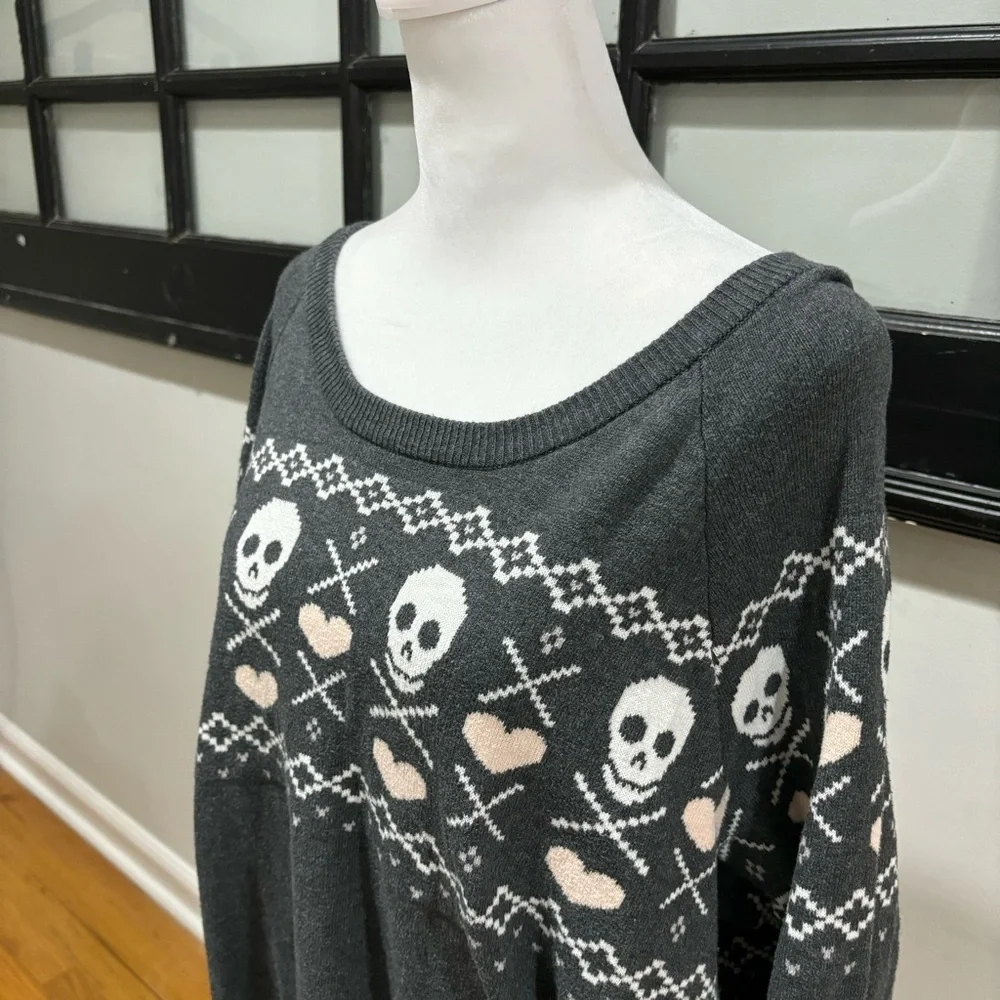 Torrid Skull Fair Isle Crew Neck Sweater Pullover Size 1X Comfy Casual Size 1X - Picture 6 of 14